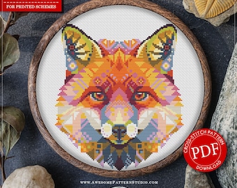 Mandala Fox #P619 Embroidery Cross Stitch PDF Pattern Download | Cross Stitch Patterns | Embroidery Kits | Cross Pattern | How To Embroider