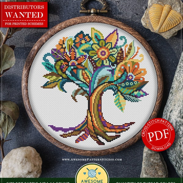 Mandala Tree of Life #P256 Embroidery Cross Stitch Pattern Instant Download | Cross Stitch Patterns | Cross Stitch World | Cross Pattern