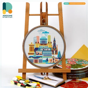 Edinburgh, Scotland, Europe Cross Stitch Pattern and Kit: Modern Cross Stitch and Needlework Art for Embroidery Enthusiasts, CS661