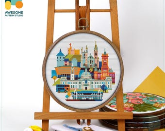 Cardiff, Wales, United Kingdom Cross Stitch Pattern and Kit - Modern Cross Stitch Needlework Art for Embroidery Lovers, CS261
