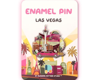 Las Vegas, USA Enamel Pin – Hard Enamel City Lapel Pin, Vegas Travel Souvenir Brooch, Casino Night Jewelry, Gift for Travelers EP022