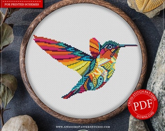 Mandala Hummingbird #P309 Cross Stitch Embroidery Pattern Instant Download | Stitching | How To Cross Stitch | Counted Cross Stitch