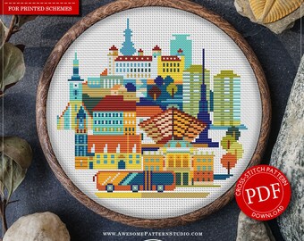 Bratislava #P1190 Cross Stitch Pattern | Cross Stitch Embroidery | PDF Pattern Download | Cross Stitch Kits | Embroidery Kits
