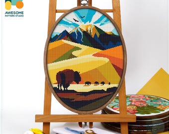 Great Sand Dunes National Park, USA Cross Stitch Pattern and Kit: Modern Embroidery Sampler for Needlework Art Enthusiasts, CS613