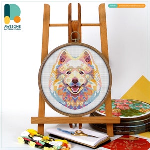 Samoyed Cross Stitch Pattern and Kit: Modern Needlework Art with PDF Pattern for Simple Cross Stitch Embroidery Sampler, CS790