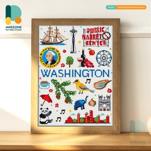 Collezione Washington DS1844, KIT fai da te per pittura diamante / Kit pittura diamante / Kit arte diamante per adulti / Tutti gli articoli inclusi