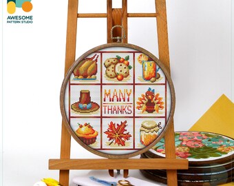 Autumn Sampler Cross Stitch Pattern and Kit: Modern Cross Stitch Embroidery Sampler for Cozy Needlework Art, CS1415