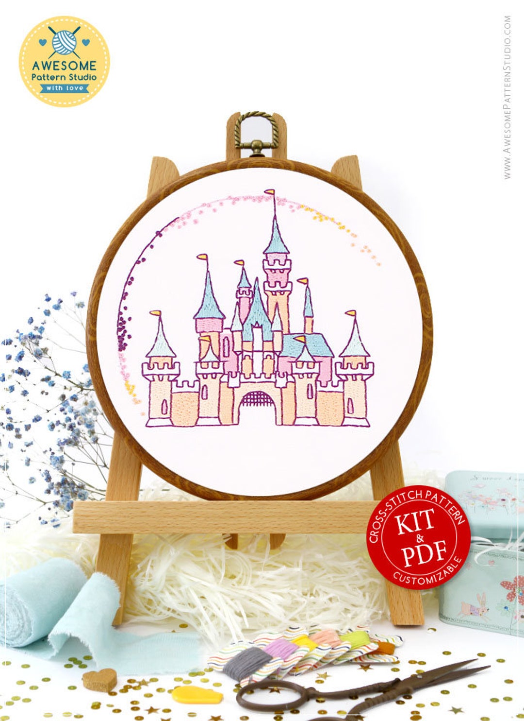 Buy ing Beauty Castle #K492 Cross Stitch Embroidery Kit, Disney Cross  Stitch Kits, Embroidery Kits, Needlepoint Kits