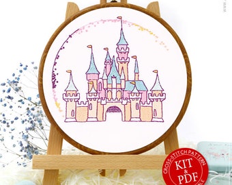 Disneyland Castle Embroidery Kit and Pattern: 3D Embroidery Art for Adult Crafts
