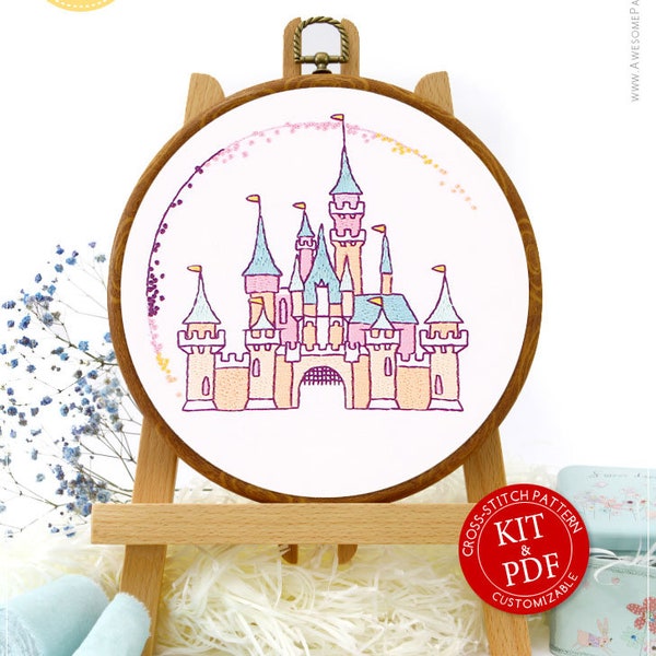 Disneyland Castle Embroidery Kit and Pattern: 3D Embroidery Art for Adult Crafts