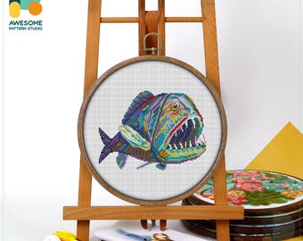 Common Fangtooth Cross Stitch Pattern and Kit - Modern Needlework Art and Embroidery Sampler for Unique Hoop Art, CS1320