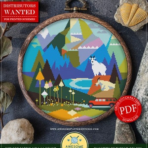 Glacier National Park #P337 Embroidery Cross Stitch PDF Pattern Download | Stitching | Cross Stitch Designs | Cross Pattern