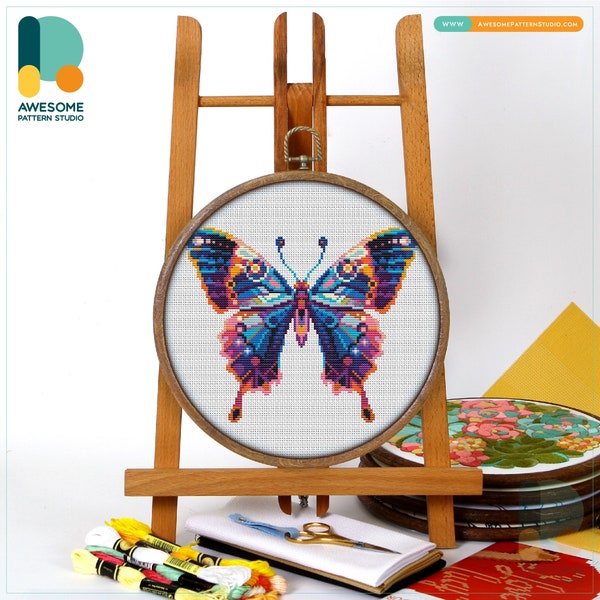 Mandala Butterfly CS555, Counted Cross Stitch Pattern KIT and PDF | Stitch Patterns | Embroidery Kits | Pattern Download