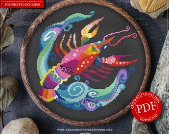 Cancer #P125 Cross Stitch Embroidery Pattern Instant Download | Cross Stitch Patterns | Needlepoint Kits | Counted Cross Stitch