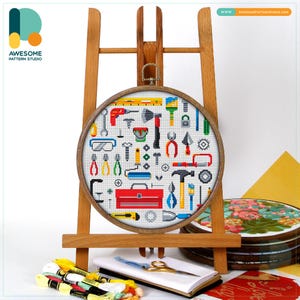 Building Tools Collection Cross Stitch Pattern and Kit: Modern Cross Stitch for Needlework Art Enthusiasts, CS1705
