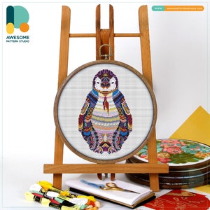 Mandala Penguin CS303, Counted Cross Stitch Pattern KIT and PDF | Stitch Design | Pdf Pattern Download | Pattern Download | Cross Pattern