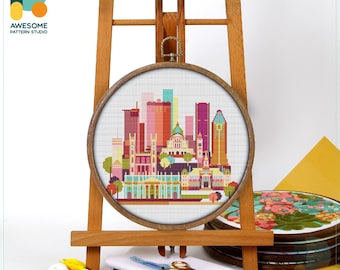 Montreal, Canada Cross Stitch Pattern and Kit: Modern Cross Stitch Needlework Art, PDF Pattern and Hand Embroidery, CS663