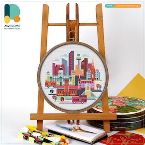 Liverpool, UK, Europe Cross Stitch Pattern and Kit: Modern Needlework Art and Embroidery Sampler for Creative Hoop Art Enthusiasts, CS939