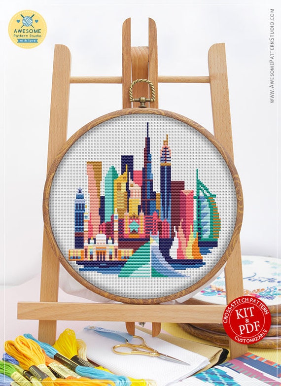 Dubai Cs139 Counted Cross Stitch Pattern Kit And Pdf Etsy