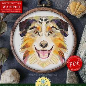 Mandala Australian Shepherd #P682 PDF Cross Stitch Pattern  Embroidery PDF Pattern Download | How to Cross Stitch