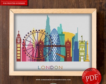 A3 London color #P347 Cross Stitch Embroidery Pattern Download | Cross Stitch Kits | Cross Stitch Designs | Cross Pattern | How To Embroider