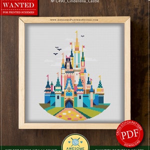 Cinderella Castle P490 Embroidery Kreuzstich PDF Muster Download Kreuzstichpackungen Kreuzstich Welt Kreuz Muster Bild 2