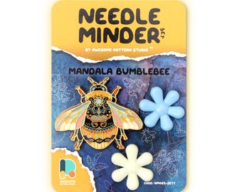 Mandala Bumblebee Needle Minder – Bee Magnetic Needle Holder for Cross Stitch & Embroidery NM082