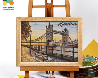 Tower Bridge, London Cross Stitch Pattern & Kit - Modern Cross Stitch Needlework Art, Embroidery Sampler Delight, CS3155