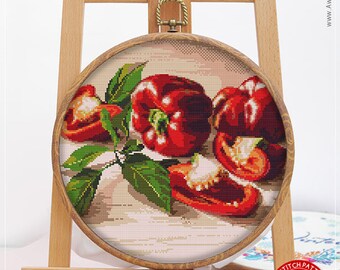 Sweet Pepper CS1235, Counted Cross Stitch Pattern KIT and PDF | Stitch Design | Pattern Instant Download | Needlepoint | Pattern Download