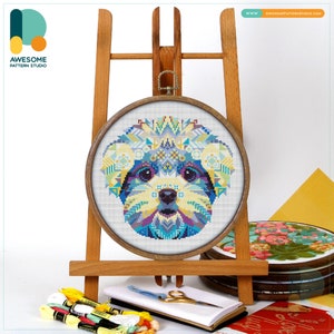 Maltese Cross Stitch Pattern and Kit: Modern Needlework Art for Easy Embroidery Sampler Enthusiasts, CS771