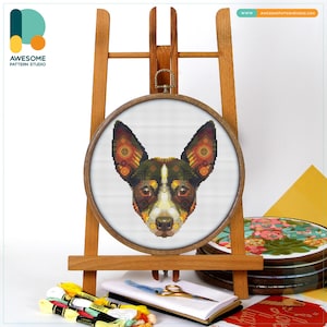 Mandala Rat Terriers - Padrão e Kit de Ponto Cruz - Arte Moderna em Bastidor de Ponto Cruz, Amostra Divertida de Bordado, CS2137