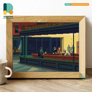 Nighthawks di Edward Hopper DS2253, KIT fai da te per pittura diamante / Kit pittura diamante / Kit arte diamante per adulti / Tutti gli articoli inclusi
