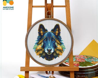 Mandala Belgian Tervuren Cross Stitch Pattern and Kit: Modern Needlework Art with PDF Pattern and Hand Embroidery Sampler, CS2101