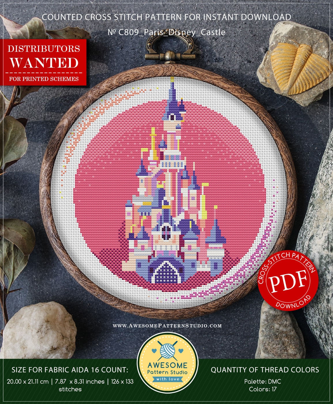 Disney Castle Paris P809 Cross Stitch Pattern Cross Stitch Etsy