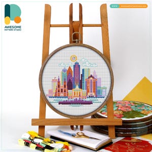 Houston, USA, America Cross Stitch Pattern and Kit: Modern Cross Stitch Needlework Art, CS355