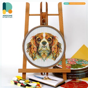 Cavalier King Charles Spaniel CS751, Counted Cross Stitch Pattern KIT and PDF | Pattern Instant Download | Embroidery Stitches