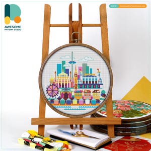 Brighton and Hove, UK, Europe Cross Stitch Pattern and Kit: Modern Embroidery Sampler for Needlework Art Enthusiasts, CS660