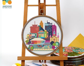 New Orleans, USA, America Cross Stitch Pattern and Kit - Modern Cross Stitch Needlework Art and PDF Pattern, CS074