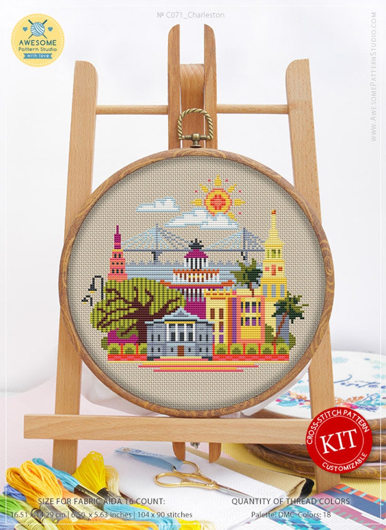 Charleston K071 Embroidery Cross Stitch Kit Cross Stitch Etsy