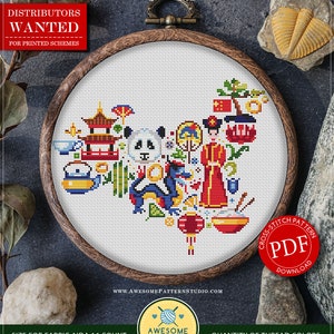 China In Icons #P841 Cross Stitch Pattern Embroidery Pattern Instant Download Stitching | How to Cross Stitch | Cross Stitch Designs