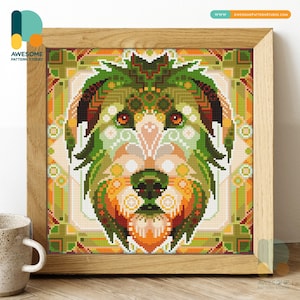 Mandala Irish Wolfhound DS2121, KIT fai da te per pittura diamante / Kit pittura diamante / Kit arte diamante per adulti / Tutti gli articoli inclusi
