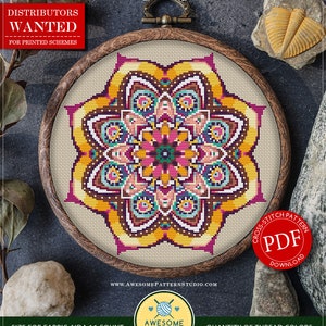 Mandala Flower #P112 Embroidery Cross Stitch PDF Pattern Download | Stitching | Embroidery Kits | Counted Cross Stitch | Stitch Patterns