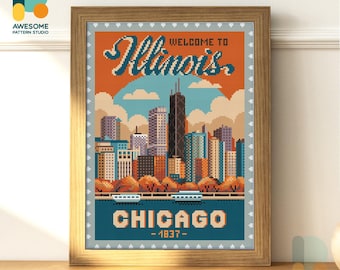 Chicago, Illinois, VS Diamond Painting Kit: Sampler Set, Modern Diamond Painting Mozaïek Kit, DS2991