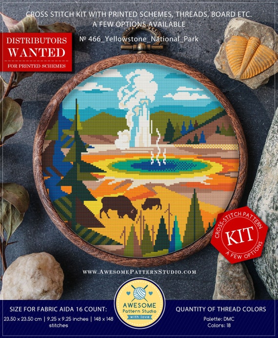 Needles Fabric Embroidery Hoop And 4 Printed Color Schemes Inside Threads Olympic National Park Square K464 Counted Cross Stitch Kit 3 Embroidery Pattern Kit Patterns