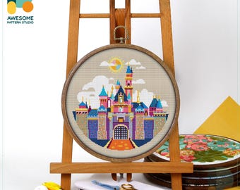 Sleeping Princess Castle Cross Stitch Pattern and Kit  Modern Cross Stitch and Needlework Art, CS512