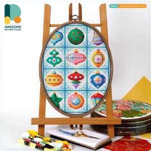 Holiday Ornament Collection Cross Stitch Pattern and Kit: Modern Cross Stitch, Embroidery Sampler, Needlework Art for Festive Decor, CS1428