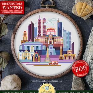 Manila, Philippines #P646 Cross Stitch PDF Pattern Cross Stitch Embroidery Pattern Download Cross Stitch Patterns | Cross Stitch World