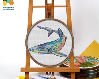 Blue Shark CS1338, Counted Cross Stitch Pattern KIT and PDF | Embroidery | PDF Pattern Download | Stitching | Cross Stitch World