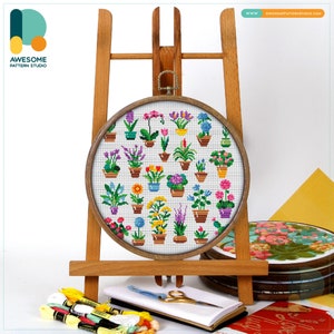 Indoor Flowers Collection CS1638, Counted Cross Stitch Pattern KIT and PDF | Embroidery PDF Pattern Download | Cross Stitch Kits