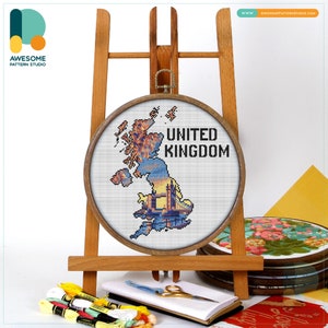 United Kingdom Tower Bridge London Map CS2567, Counted Cross Stitch Pattern KIT and PDF | Embroidery Pdf Pattern Download